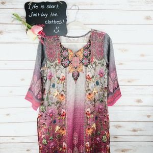Lagi India Tunic Top Size L Floral Paisley